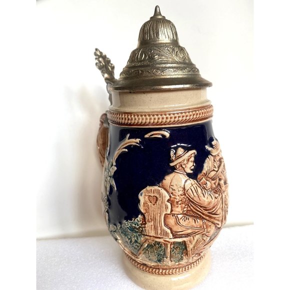 Vintage Original German  Beer Stein Stoneware Mug “Das lieben wir: Froh beim Bie - Picture 1 of 9